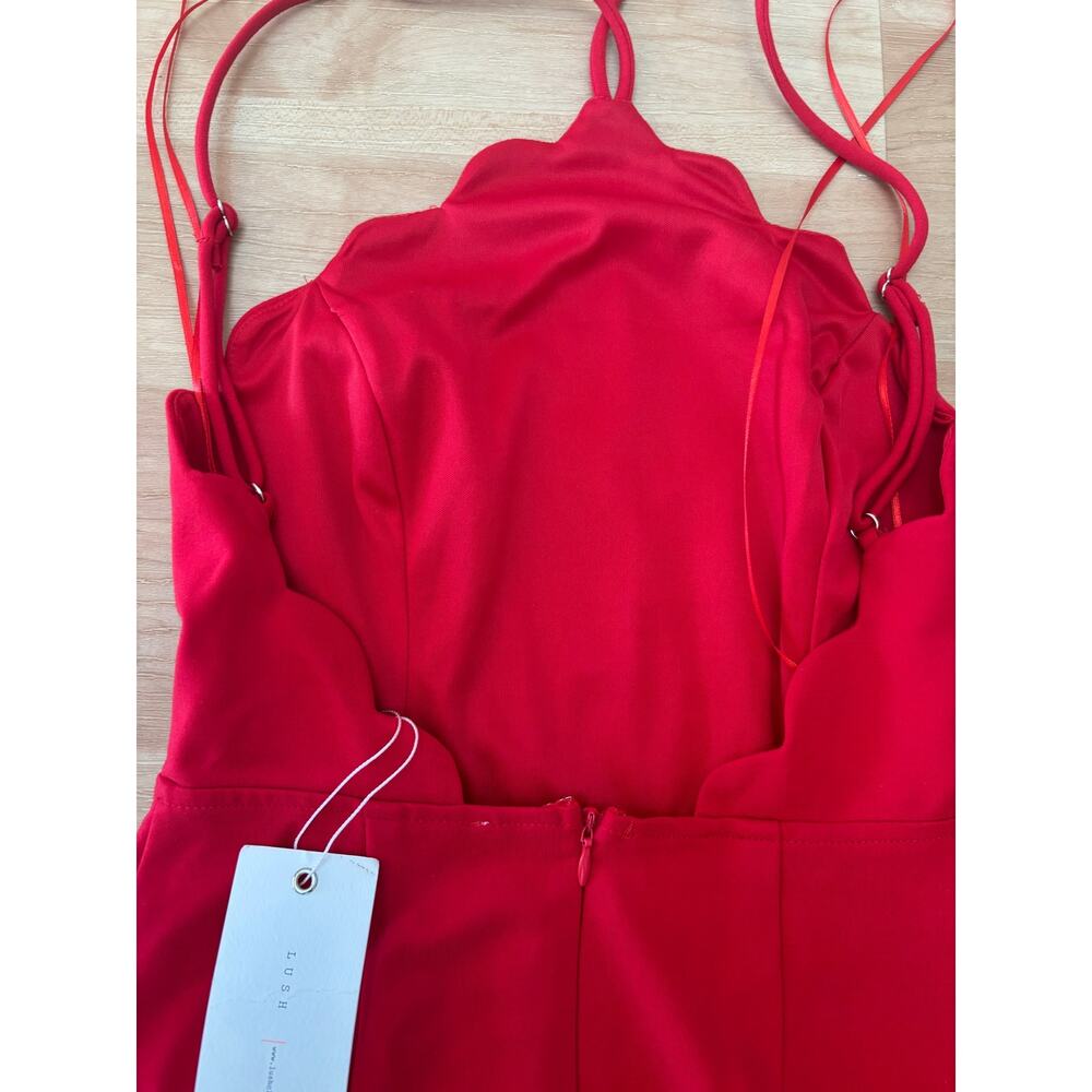 Nordstrom Lush Women's Scalloped Rayonne Red Mini Dress Size XS $80 Summer S1 - Picture 8 of 9
